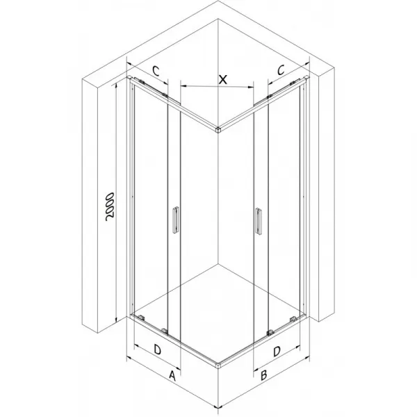 MEXEN/S - Exo štvorcový posuvný sprchovací kút 70 x 70, transparent, chróm 8111-070-070-01-00