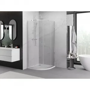 MEXEN/S - Exo štvrťkruhový posuvný sprchovací kút 80 x 80, transparent, chróm 8132-080-080-01-00