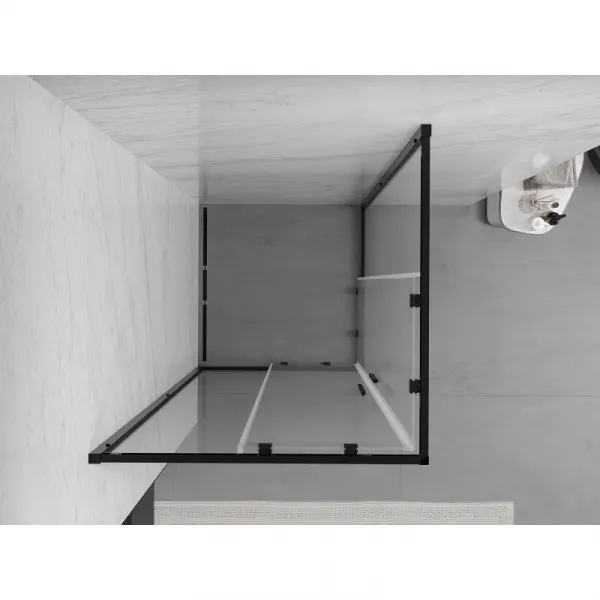 MEXEN/S - Exo štvorcový posuvný sprchovací kút 80 x 80, transparent, čierna 8111-080-080-70-00