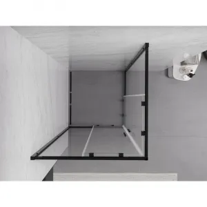 MEXEN/S - Exo štvorcový posuvný sprchovací kút 80 x 80, transparent, čierna 8111-080-080-70-00
