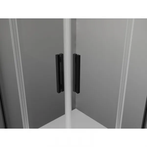 MEXEN/S - Exo štvorcový posuvný sprchovací kút 80 x 80, transparent, čierna 8111-080-080-70-00
