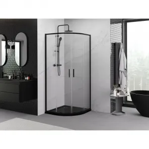 MEXEN/S - Exo štvrťkruhový posuvný sprchovací kút 80 x 80, transparent, čierna 8132-080-080-70-00