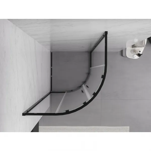 MEXEN/S - Exo štvrťkruhový posuvný sprchovací kút 80 x 80, transparent, čierna 8132-080-080-70-00