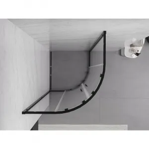MEXEN/S - Exo štvrťkruhový posuvný sprchovací kút 80 x 80, transparent, čierna 8132-080-080-70-00