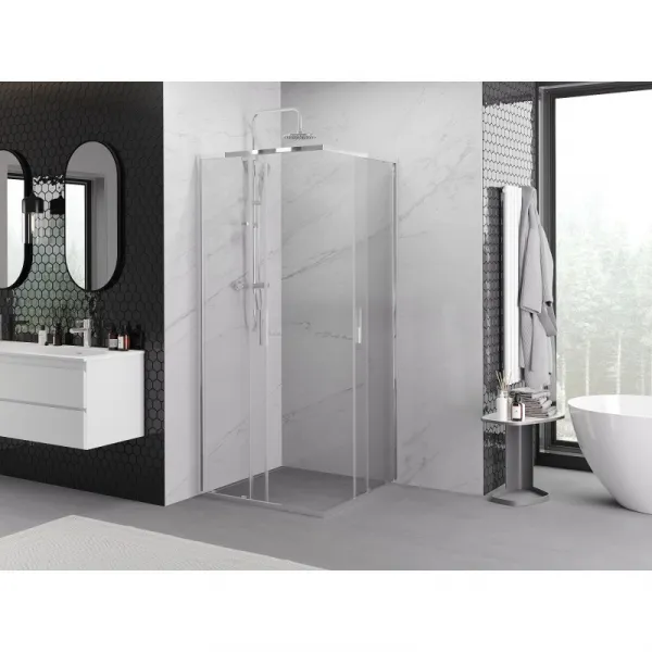 MEXEN/S - Exo štvorcový posuvný sprchovací kút 80 x 80, transparent, chróm 8111-080-080-01-00