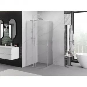 MEXEN/S - Exo štvorcový posuvný sprchovací kút 80 x 80, transparent, chróm 8111-080-080-01-00