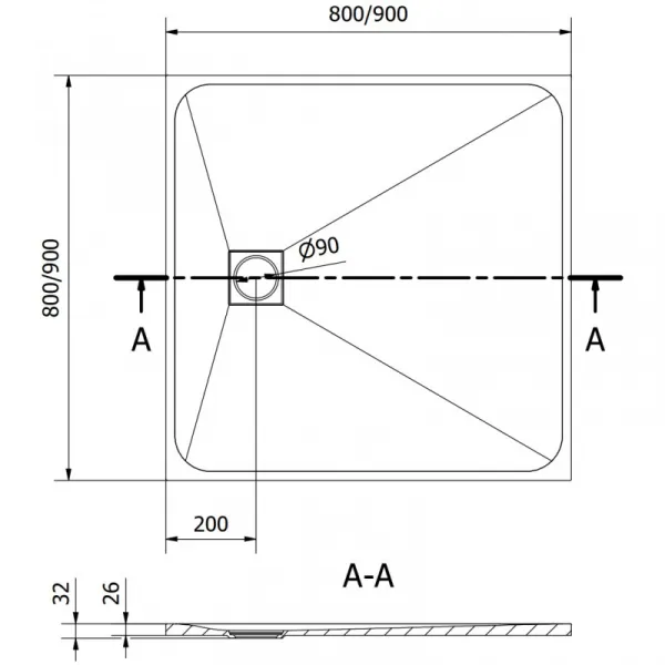 MEXEN - Bert štvorcová sprchová vanička SMC 80 x 80, biela 4K108080