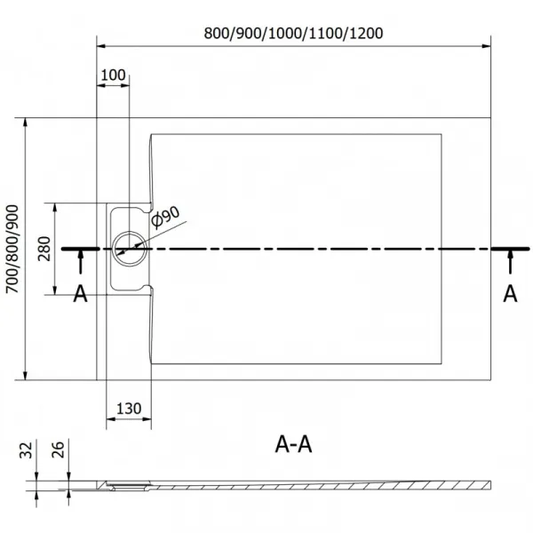 MEXEN - Otto obdĺžniková sprchová vanička SMC 110 x 80, biela 4N108011