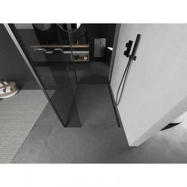 MEXEN/S - Kyoto Sprchová zástena WALK-IN 90 x 75 x 30, transparent, grafit metal 800-090-075-221-95-00-030