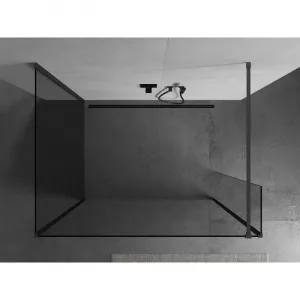 MEXEN/S - Kyoto Sprchová zástena WALK-IN 90 x 75 x 30, transparent, grafit metal 800-090-075-221-95-00-030