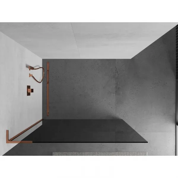 MEXEN/S - Kioto L Sprchová zástena WALK-IN 80 x 200, grafit, ružové zlato 800-080-103-60-40