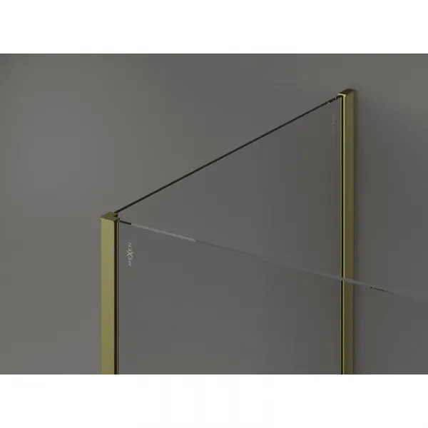 MEXEN/S - Kyoto Sprchová zástena WALK-IN 90 x 75 x 40, transparent, zlatá kartáčovaná 800-090-075-221-55-00-040