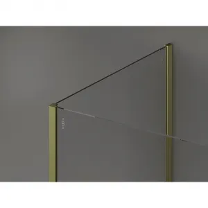 MEXEN/S - Kyoto Sprchová zástena WALK-IN 90 x 75 x 40, transparent, zlatá kartáčovaná 800-090-075-221-55-00-040