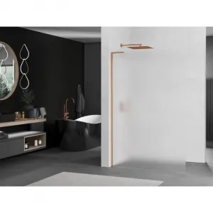 MEXEN/S - Kioto L Sprchová zástena WALK-IN 80 x 200, dekor, ružové zlato 800-080-103-60-30