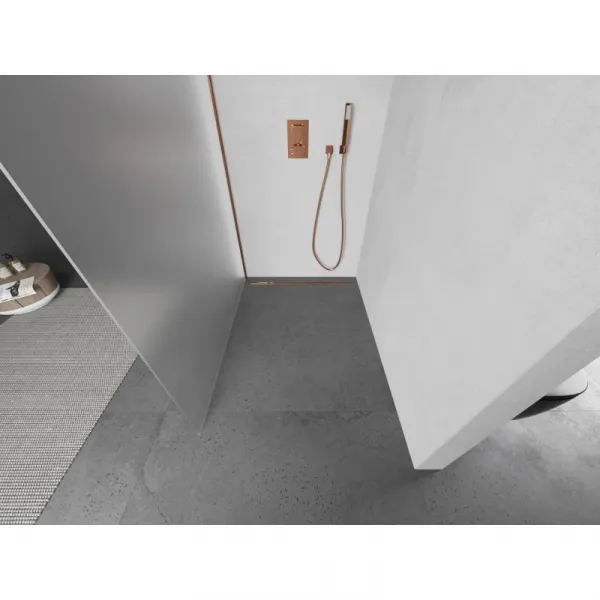 MEXEN/S - Kioto L Sprchová zástena WALK-IN 80 x 200, dekor, ružové zlato 800-080-103-60-30