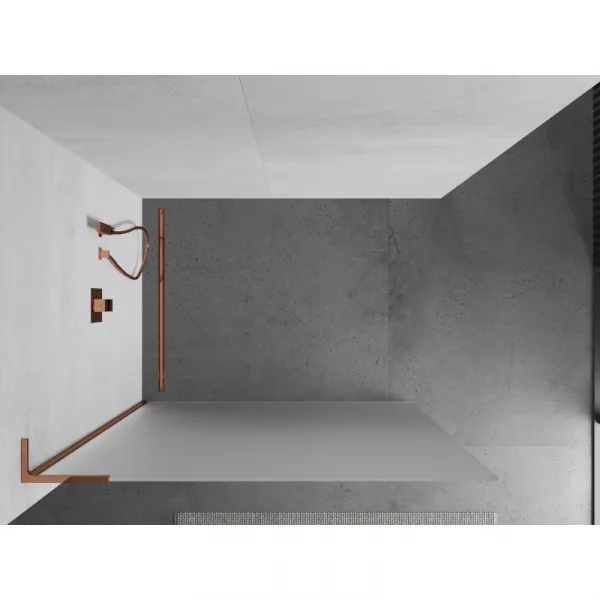 MEXEN/S - Kioto L Sprchová zástena WALK-IN 80 x 200, dekor, ružové zlato 800-080-103-60-30