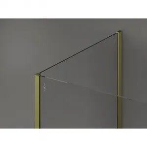 MEXEN/S - Kyoto Sprchová zástena WALK-IN 100 x 75 x 40, transparent, zlatá kartáčovaná 800-100-075-221-55-00-040