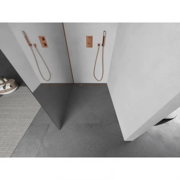 MEXEN/S - Kioto L Sprchová zástena WALK-IN 80 x 200, zrkadlové, ružové zlato 800-080-103-60-50