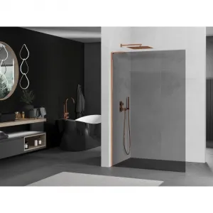 MEXEN/S - Kioto L Sprchová zástena WALK-IN 90 x 200, grafit, ružové zlato 800-090-103-60-40