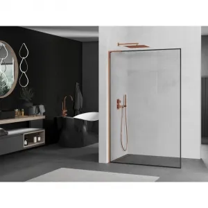 MEXEN/S - Kioto L Sprchová zástena WALK-IN 120 x 200, čierny vzor, ružové zlato 800-120-103-60-70