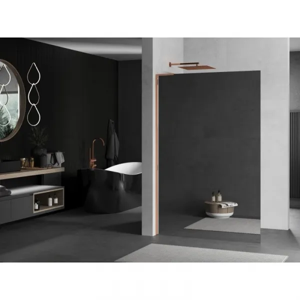 MEXEN/S - Kioto L Sprchová zástena WALK-IN 80 x 200, zrkadlové, ružové zlato 800-080-103-60-50