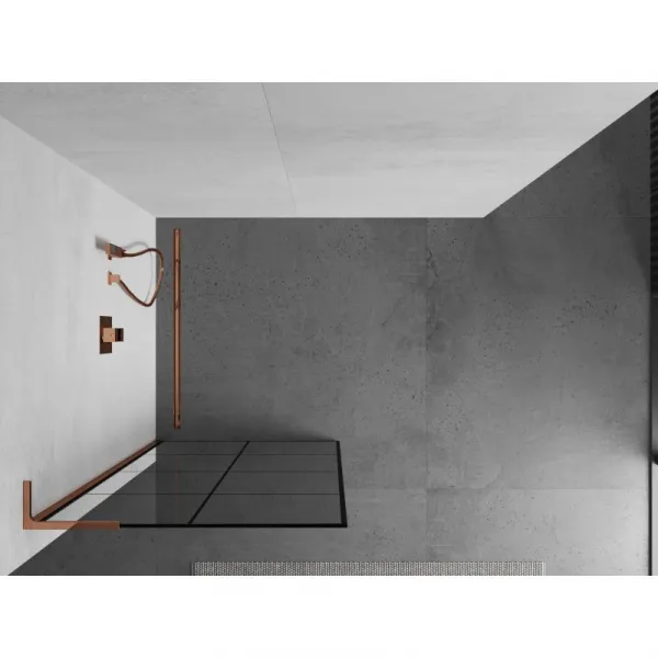 MEXEN/S - Kioto L Sprchová zástena WALK-IN 70 x 200, čierny vzor, ružové zlato 800-070-103-60-77