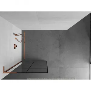MEXEN/S - Kioto L Sprchová zástena WALK-IN 70 x 200, čierny vzor, ružové zlato 800-070-103-60-77
