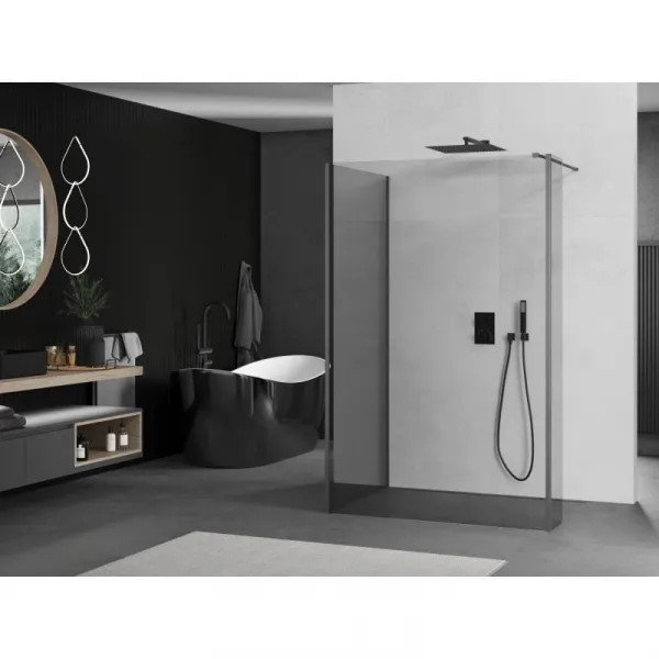 MEXEN/S - Kyoto Sprchová zástena WALK-IN 100 x 75 x 30, transparent, grafit metal 800-100-075-221-95-00-030