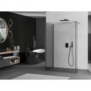 MEXEN/S - Kyoto Sprchová zástena WALK-IN 100 x 75 x 30, transparent, grafit metal 800-100-075-221-95-00-030