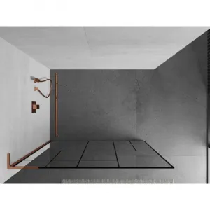 MEXEN/S - Kioto L Sprchová zástena WALK-IN 120 x 200, čierny vzor, ružové zlato 800-120-103-60-78