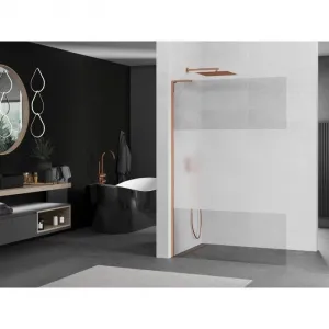 MEXEN/S - Kioto L Sprchová zástena WALK-IN 120 x 200, transparent/dekor, ružové zlato 800-120-103-60-35