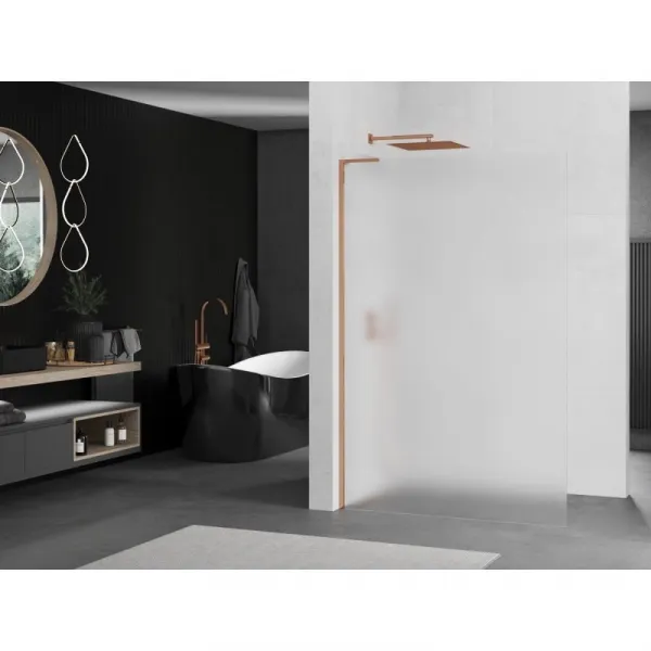 MEXEN/S - Kioto L Sprchová zástena WALK-IN 90 x 200, dekor, ružové zlato 800-090-103-60-30