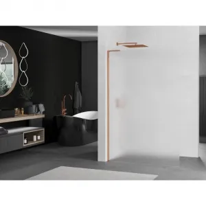 MEXEN/S - Kioto L Sprchová zástena WALK-IN 90 x 200, dekor, ružové zlato 800-090-103-60-30
