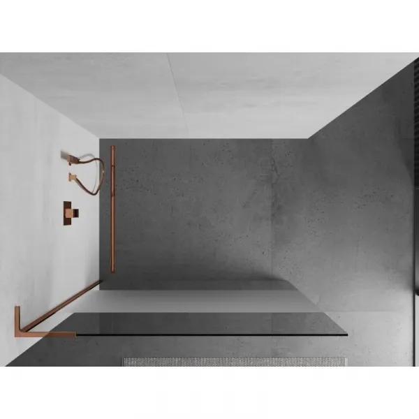 MEXEN/S - Kioto L Sprchová zástena WALK-IN 120 x 200, transparent/dekor, ružové zlato 800-120-103-60-35