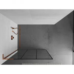 MEXEN/S - Kioto L Sprchová zástena WALK-IN 110 x 200, čierny vzor, ružové zlato 800-110-103-60-77