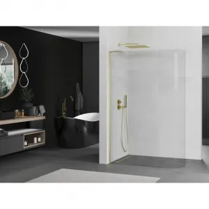 MEXEN/S - KiotoL Sprchová zástena WALK-IN 120 x 200, transparent, zlatá kartáčovaná 800-120-103-55-06