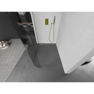 MEXEN/S - KiotoL Sprchová zástena WALK-IN 100 x 200, transparent, zlatá kartáčovaná 800-100-103-55-06