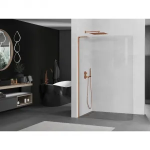 MEXEN/S - KiotoL Sprchová zástena WALK-IN 100 x 200, transparent, ružové zlato 800-100-103-60-06