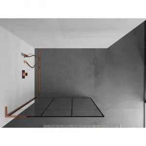 MEXEN/S - Kioto L Sprchová zástena WALK-IN 100 x 200, čierny vzor, ružové zlato 800-100-103-60-77