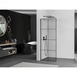 MEXEN/S - Kioto L Sprchová zástena WALK-IN 70 x 200, čierny vzor, grafit metal 800-070-103-95-77