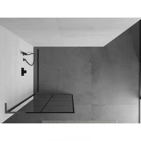 MEXEN/S - Kioto L Sprchová zástena WALK-IN 70 x 200, čierny vzor, grafit metal 800-070-103-95-77