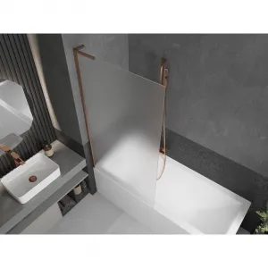 MEXEN/S - Next L vaňová zástena FIX 90 x 150, dekor, ružové zlato 895-090-000-03-30-60