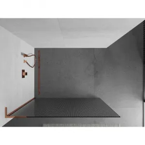 MEXEN/S - Kioto L Sprchová zástena WALK-IN 100 x 200, prúžky, ružové zlato 800-100-103-60-09
