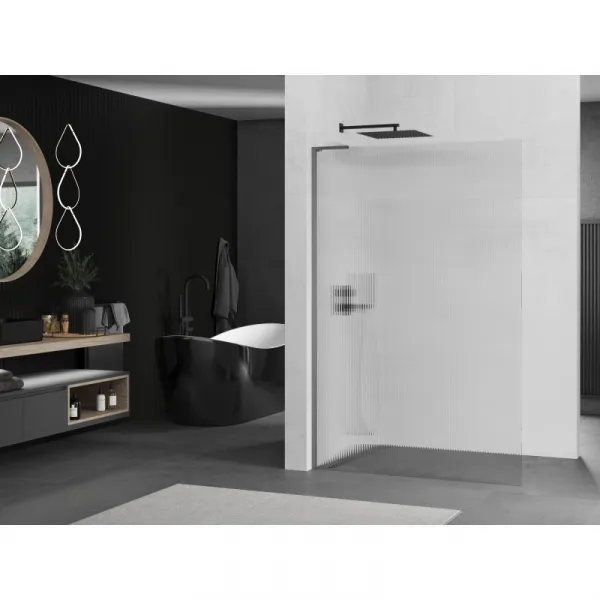 MEXEN/S - Kioto L Sprchová zástena WALK-IN 70 x 200, prúžky, grafit metal 800-070-103-95-09