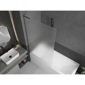 MEXEN/S - Next L vaňová zástena FIX 100 x 150, vzor, gun gray kartáčovaný 895-100-000-03-30-66