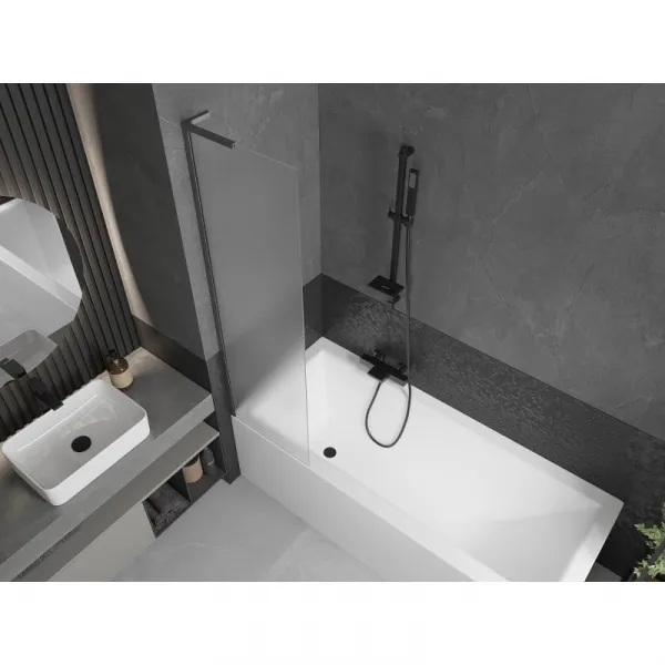 MEXEN/S - Next L vaňová zástena FIX 50 x 150, vzor, gun gray kartáčovaný 895-050-000-03-30-66