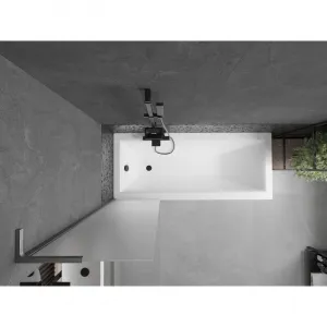 MEXEN/S - Next L vaňová zástena FIX 50 x 150, vzor, gun gray kartáčovaný 895-050-000-03-30-66