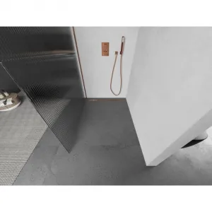 MEXEN/S - Kioto L Sprchová zástena WALK-IN 110 x 200, prúžky, ružové zlato 800-110-103-60-09