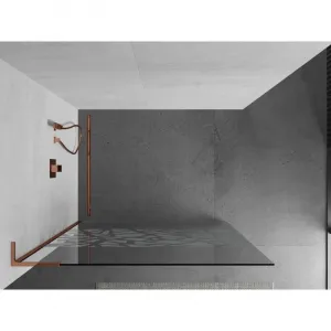 MEXEN/S - Kioto L Sprchová zástena WALK-IN 110 x 200, biely vzor, ružové zlato 800-110-103-60-85