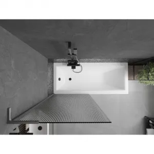 MEXEN/S - Next L vaňová zástena FIX 80 x 150, prúžky, grafit kartáčovaná 895-080-000-03-09-66